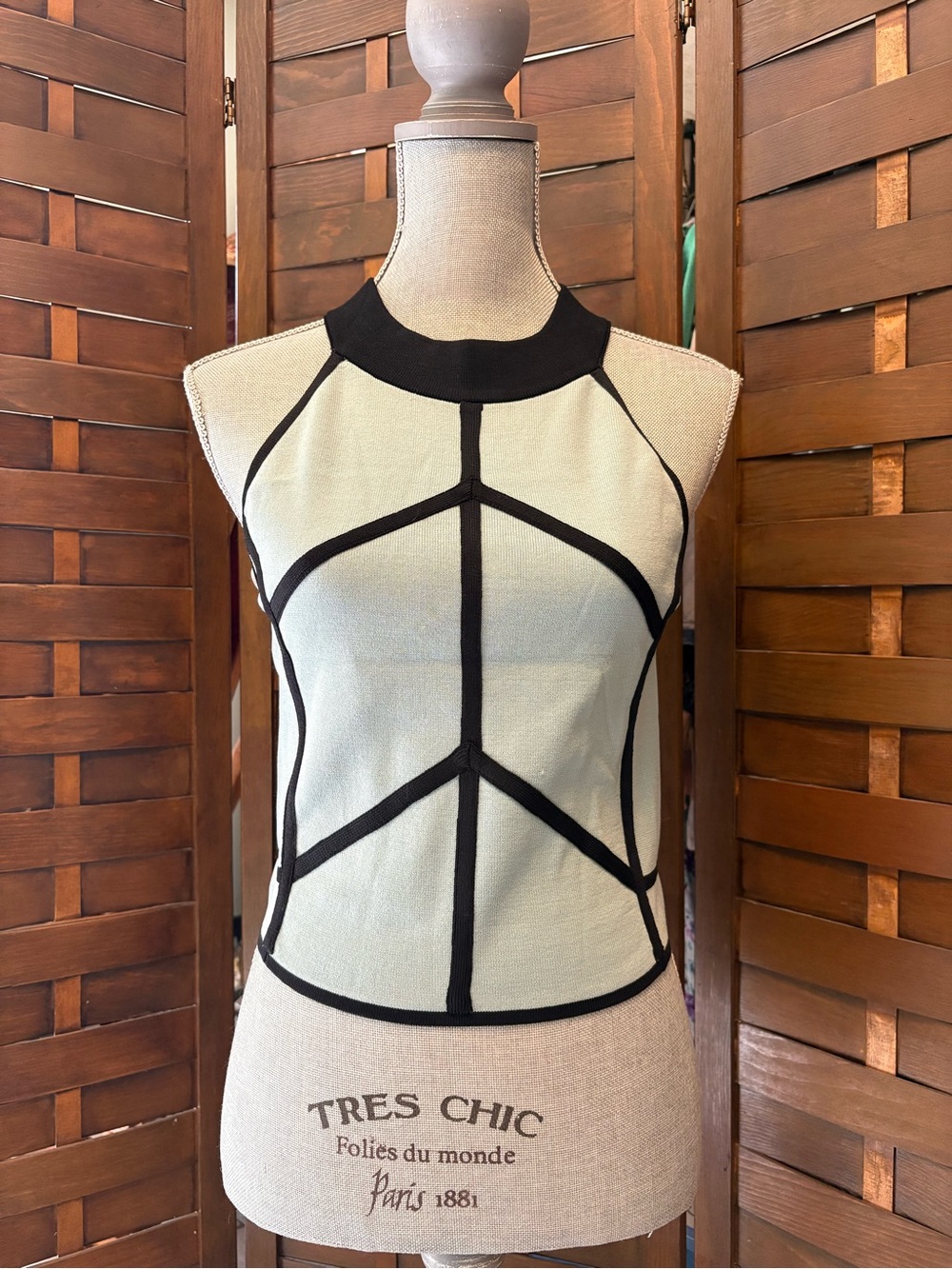 NWT J.O.A Los Angeles women’s light blue black contrast tank top size large